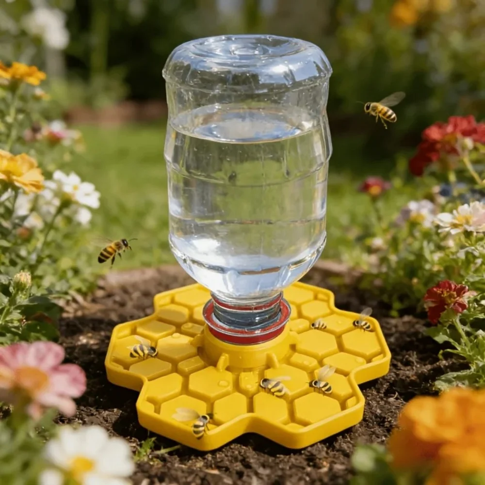 Bee Water Feeder with Safe Honeybee Drinking Station for Garden Patio Beekeeping Supplies Small-Hole Honeycomb Tray