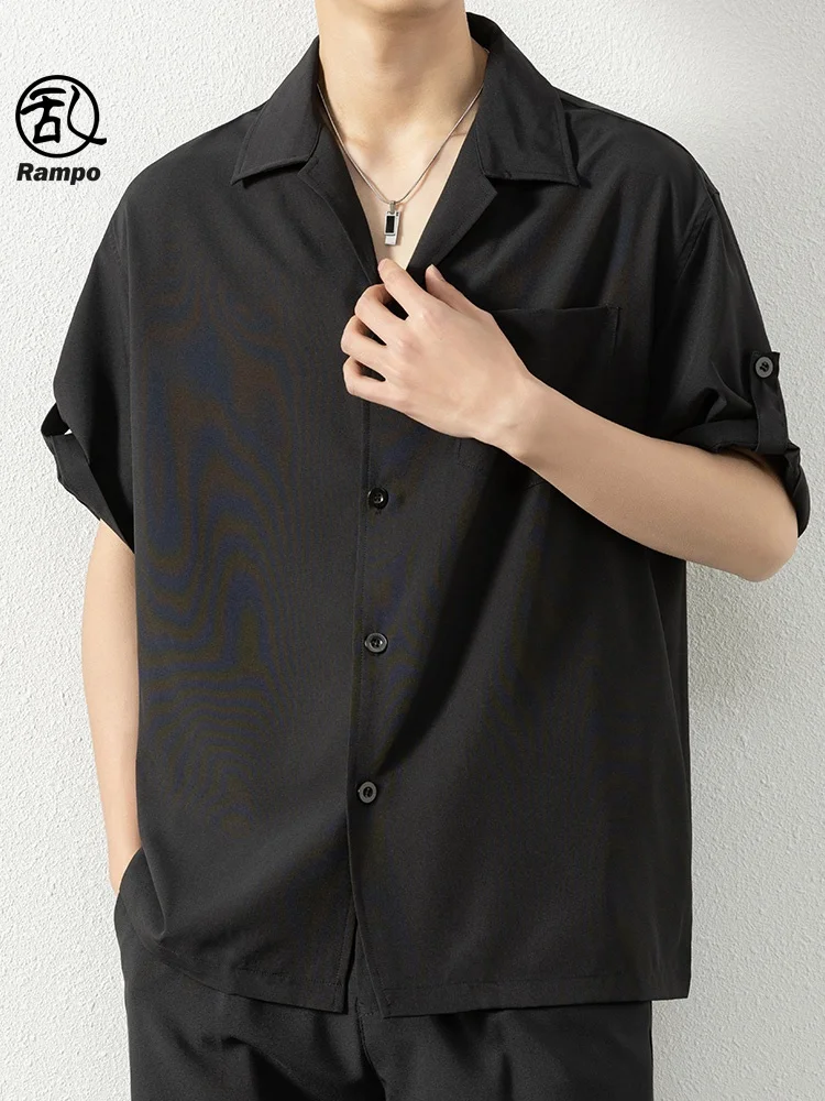 

Men's Ice Silk Loose Fit f Sve irt Summer Faionable Casual Button up Top Polyester Blend arp Tailoring
