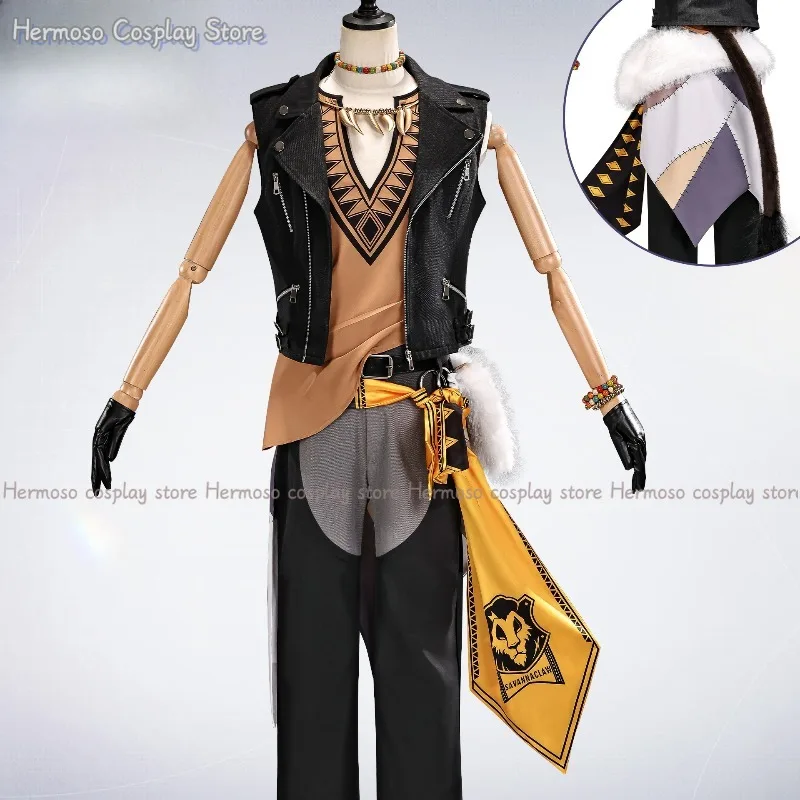 Disfraz de cosplay de Savanaclaw Leona Kingscholar de Twisted Wonderland, atuendo de juego, uniforme para fiestas de Halloween y carnavales.