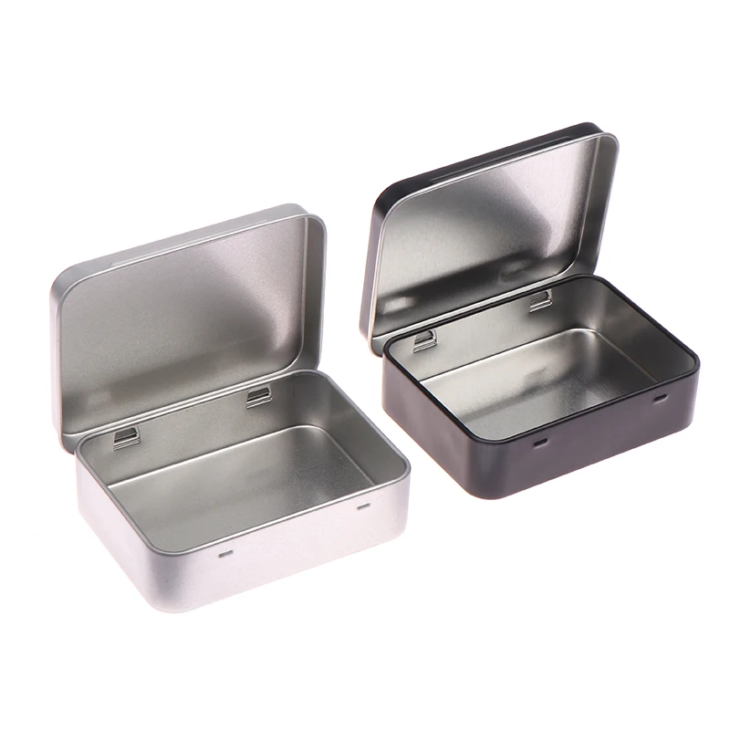 Black/Silver Frosted Household Iron Storage Box Metal Box Tin Plated Container Empty Hinged Lid Small Empty Storage Box