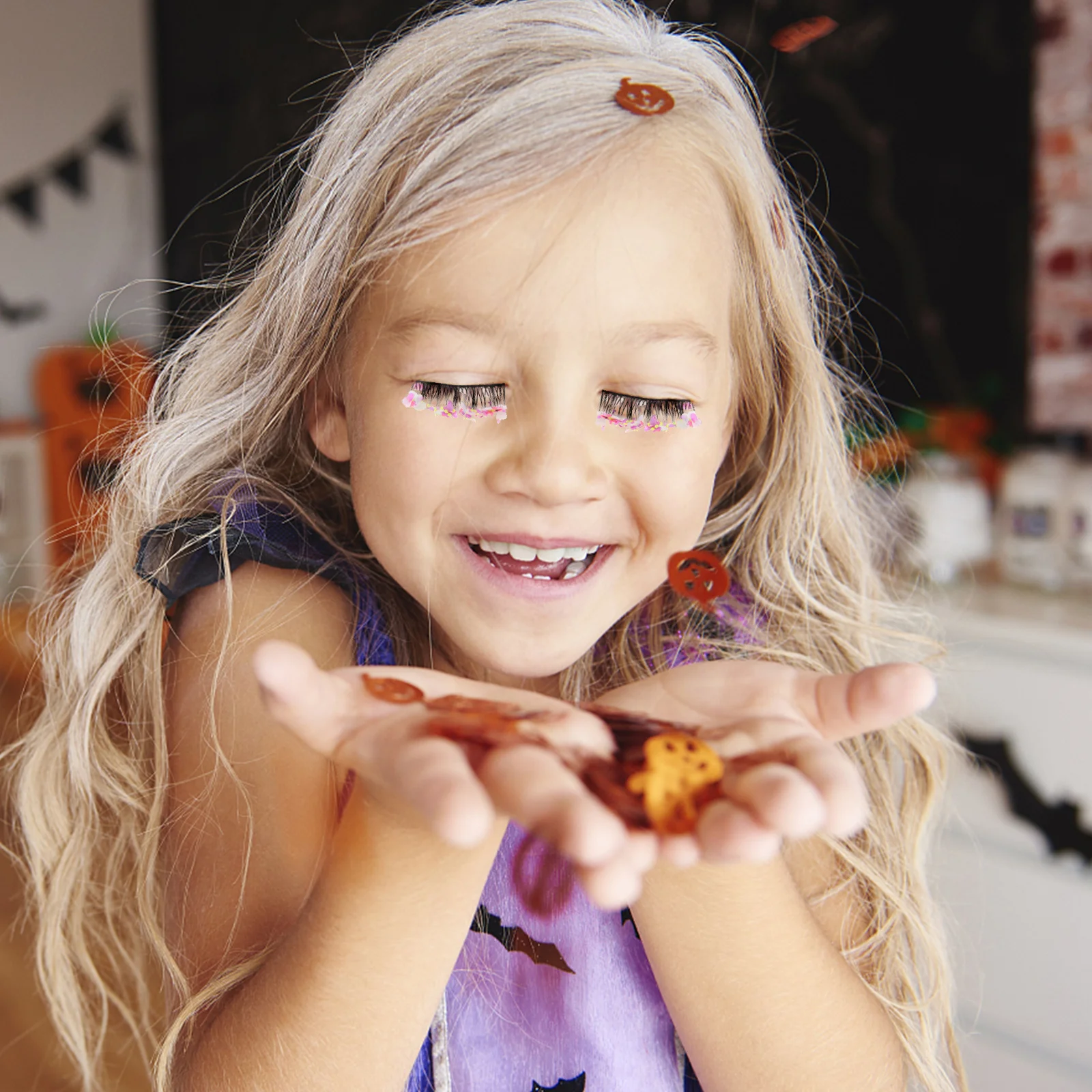 1 Para Brokatowych Sztucznych Rzęs Kolorowe Kępki Rzęs Naturalnie Wyglądające Rzęsy w Paskach do Makijażu dla Kobiet