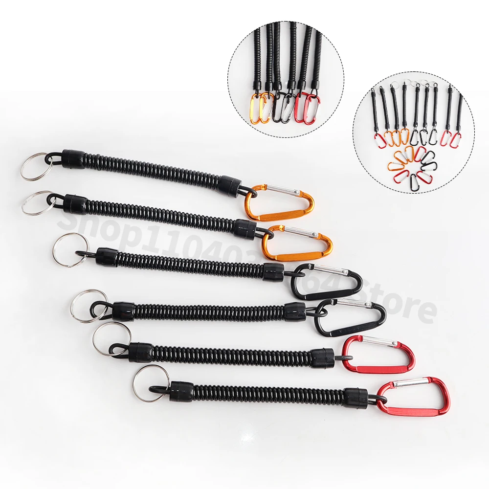 Factory Price Scalable Spring Rope Fishing Rope Hook and Loop Safety Lock Anti Loss Phone Keychain Fishing Hanging Rope Outdoor