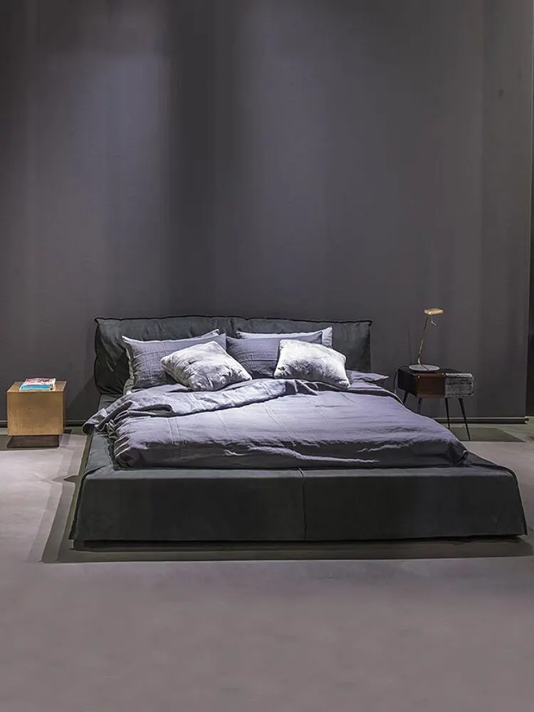 Postmodern simple matte bed Nordic small apartment bedroom bed customization