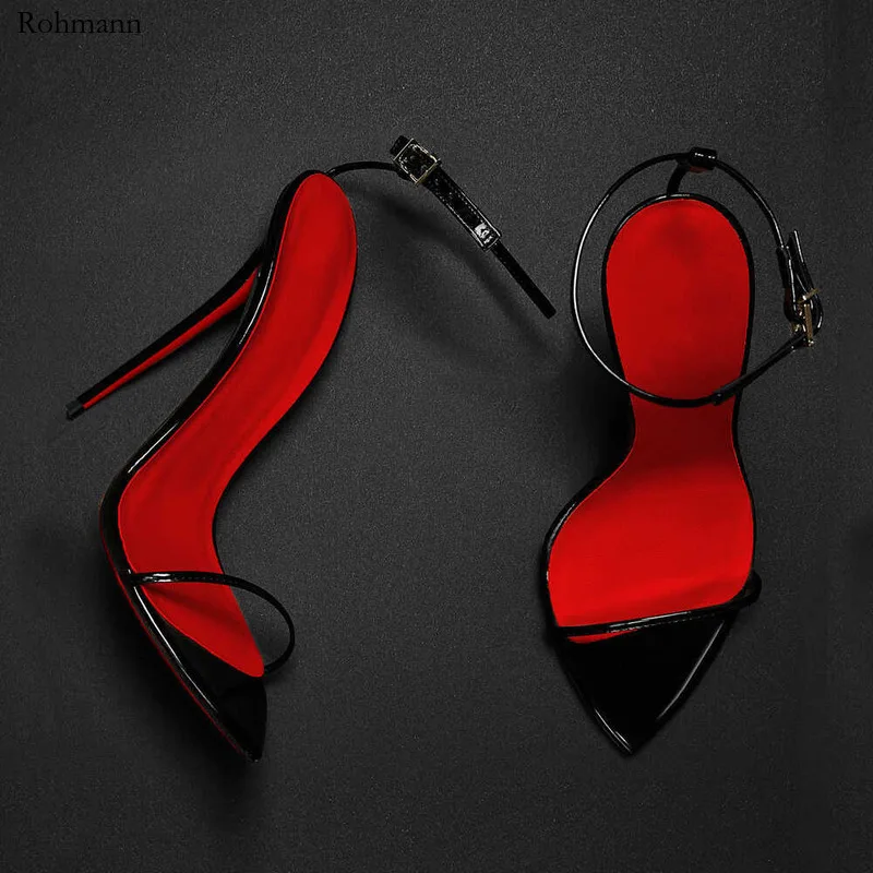 

2024 New Pointed Buckle Strap, Sexy Super High Heel Sandals, Size Slim Heel, Red Sole Sandals