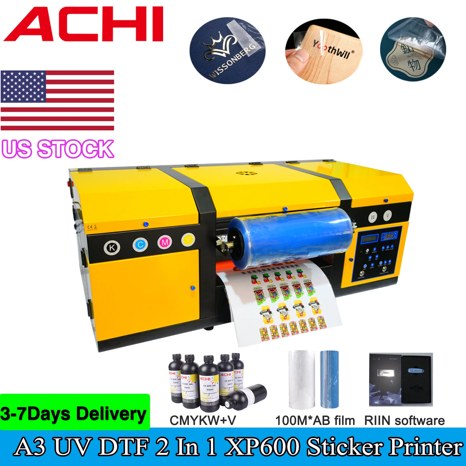 US STOCK A3 UV DTF Printer Laminating 2 in 1 Varnish Gliding Printer Sticker Waterproof Dustproof for Wood Glass Phone Case