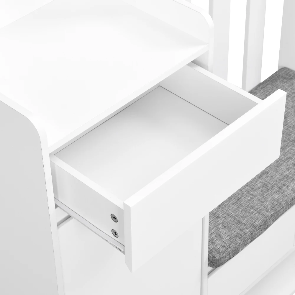 PINGGO Flur-Garderobe mit weicher Polsterung, langer Aufbewahrungsbank, multifunktionaler Schuhschrank für den Eingangsbereich, modernes Design, Plug-in-Schreibtisch – Detail 23