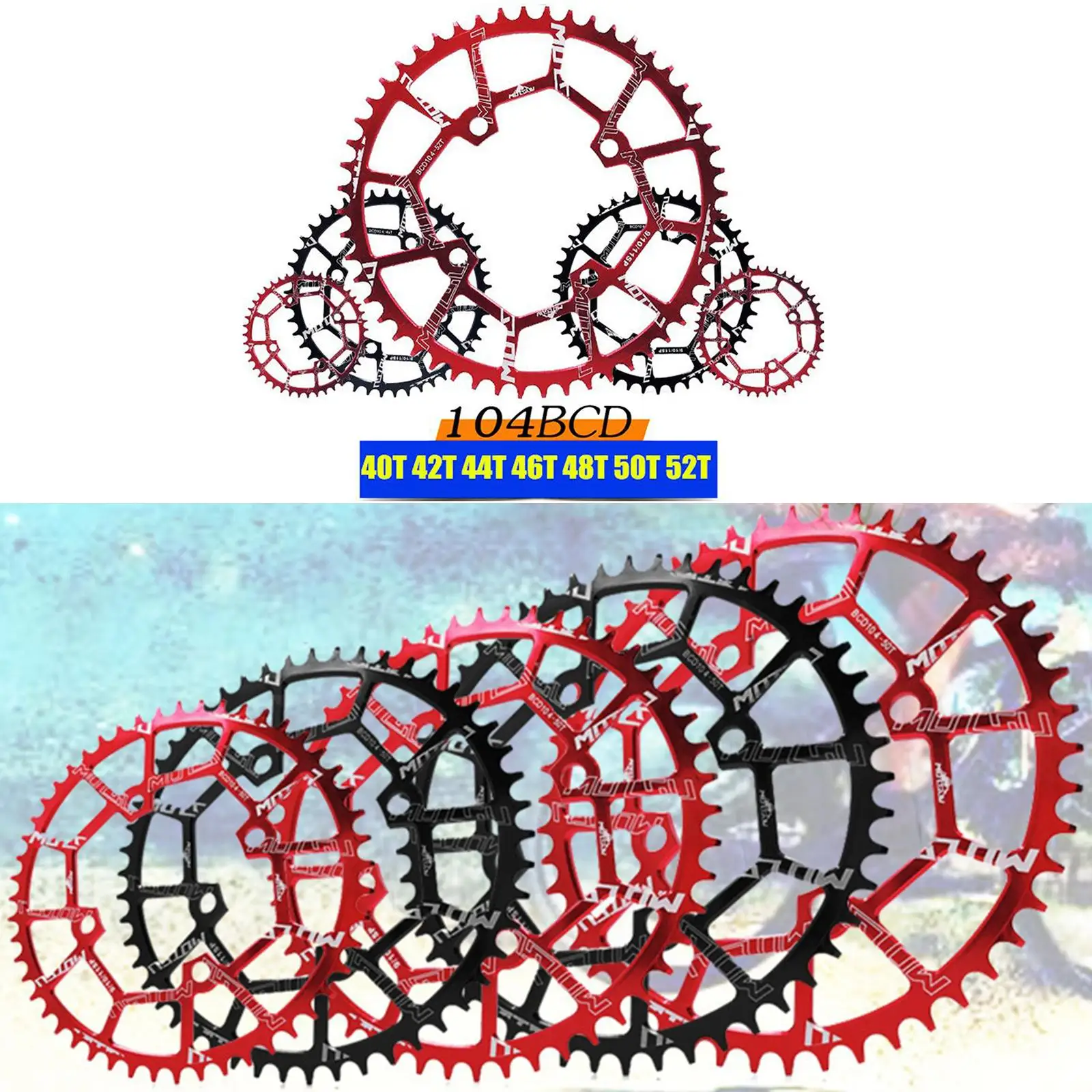 

Bike Chainring 40T~52BCD MTB Road Bicycle Chainwheel Bicycle Round Narrow Wide Chain Ring Repair Sprockets Component Parts