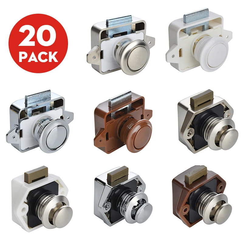 

20PCS NAIERDI 20mm/26mm Camper Car Push Lock RV Caravan Boat Motor Home Cabinet Drawer Latch Button Locks Furniture Hardware