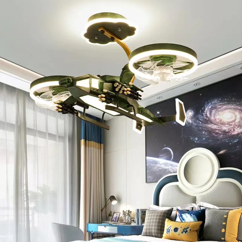 Imagem -05 - Plane Chandelier Teto Fan sem Lâminas Helicóptero Teto Fan Lamp com Luzes Lâmpadas Led Decorativas para Quarto