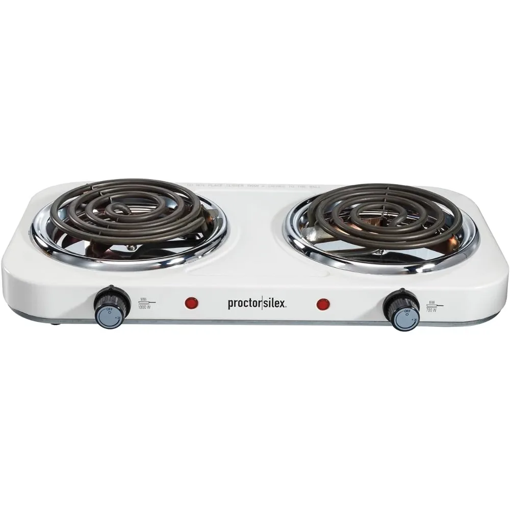 Electric Stove, Double Burner Cooktop, Compact and Portable, Adjustable Temperature Double Hot Plate, 1700 Watts