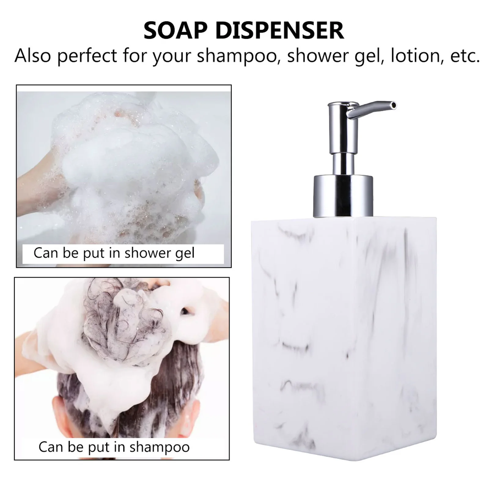 

1 Set Pump Pressing Soap Dispenser Resin Shampoo Bottle Bathroom Bubble Liquid Container Refillable Portable Home Decorative