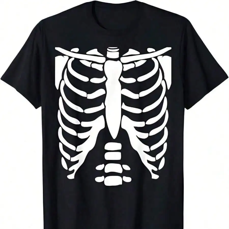 

The Most Popular Skull Halloween Costume, The Chest Dissection T-shirt, Is Suitable for Men To Wear in Short Sleeves