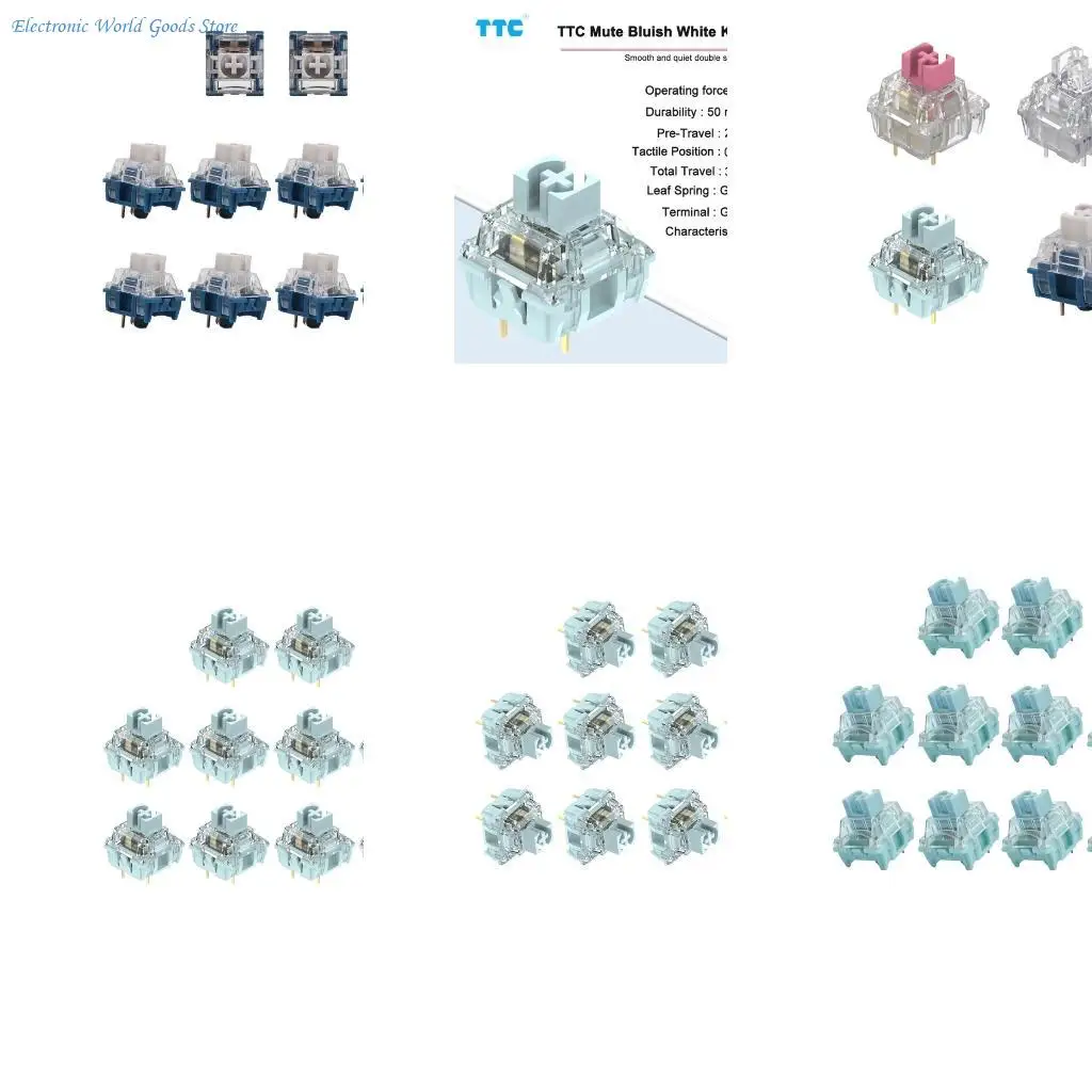 

A3PD 10PCS Механические игровые клавиатуры переключатели 3PIN TTCS молчание голубоватые белые V2V3 Смазочные линейные молчания