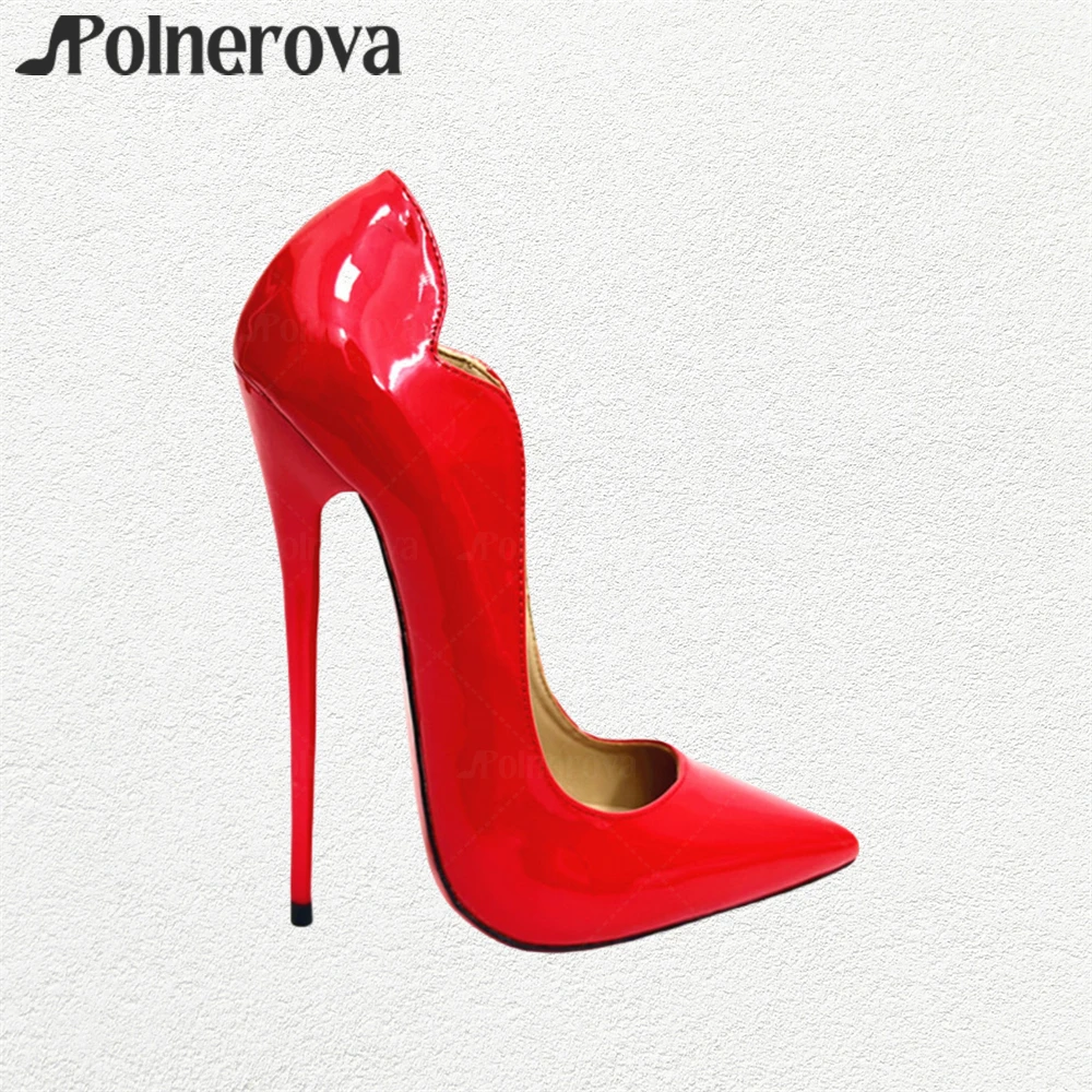 

16cm Ultimate Lacquered Heel Pumps Flower Shape Slip on High Heels Sexy Style Handmade Customizable Multicolor Women's Stilettos