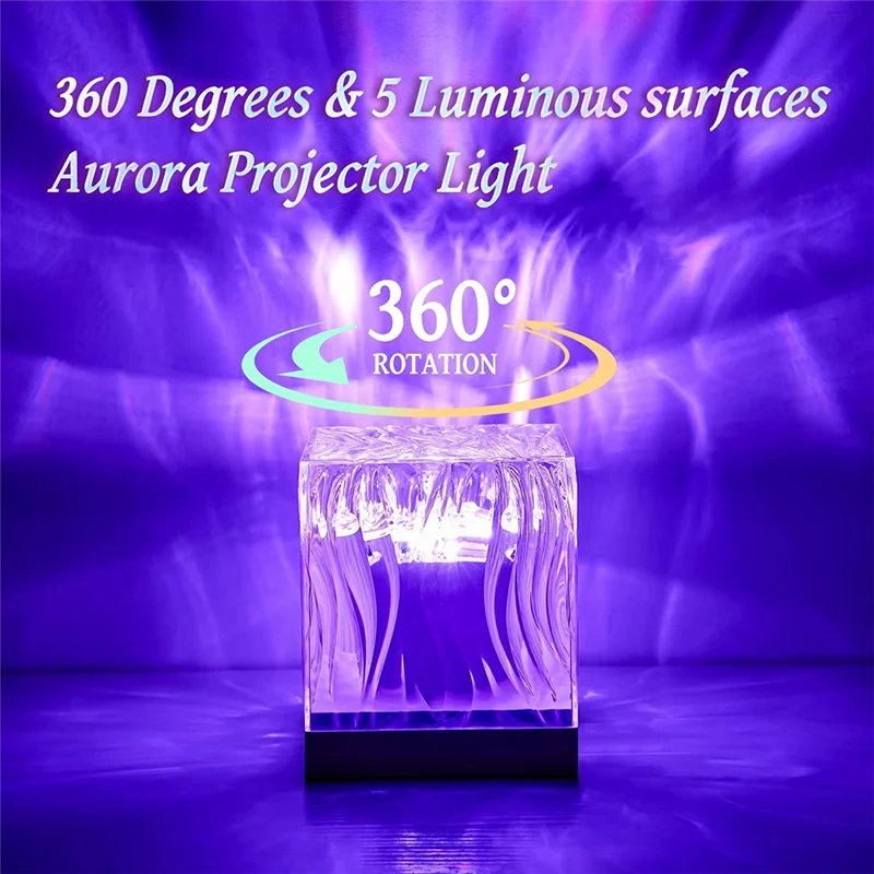 ABRE-RGB Lampka Kostka Światła Polarne 16 Kolorów z Pilotem USB Ładowanie Projektor Wodny do Dekoracji Ściany Sypialni