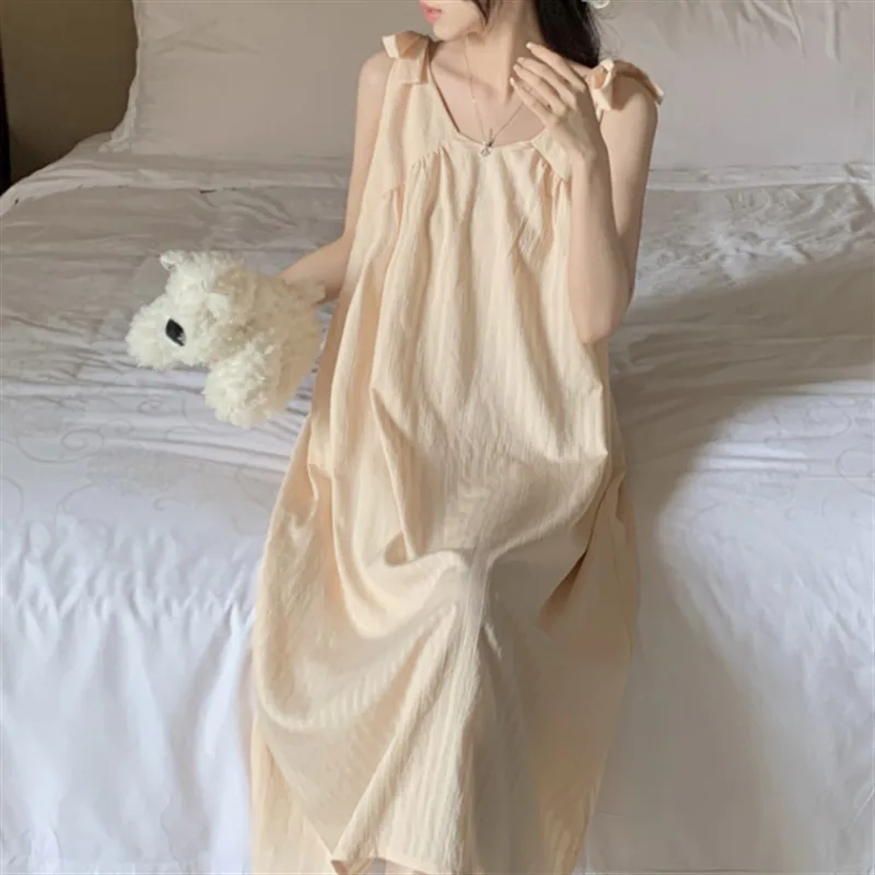 Cute Princess Nightdress Women's Summer Sleeveless Sling Long Popular Sexy Lace Trim Sleepwear Casual Women Holiday Pajamas