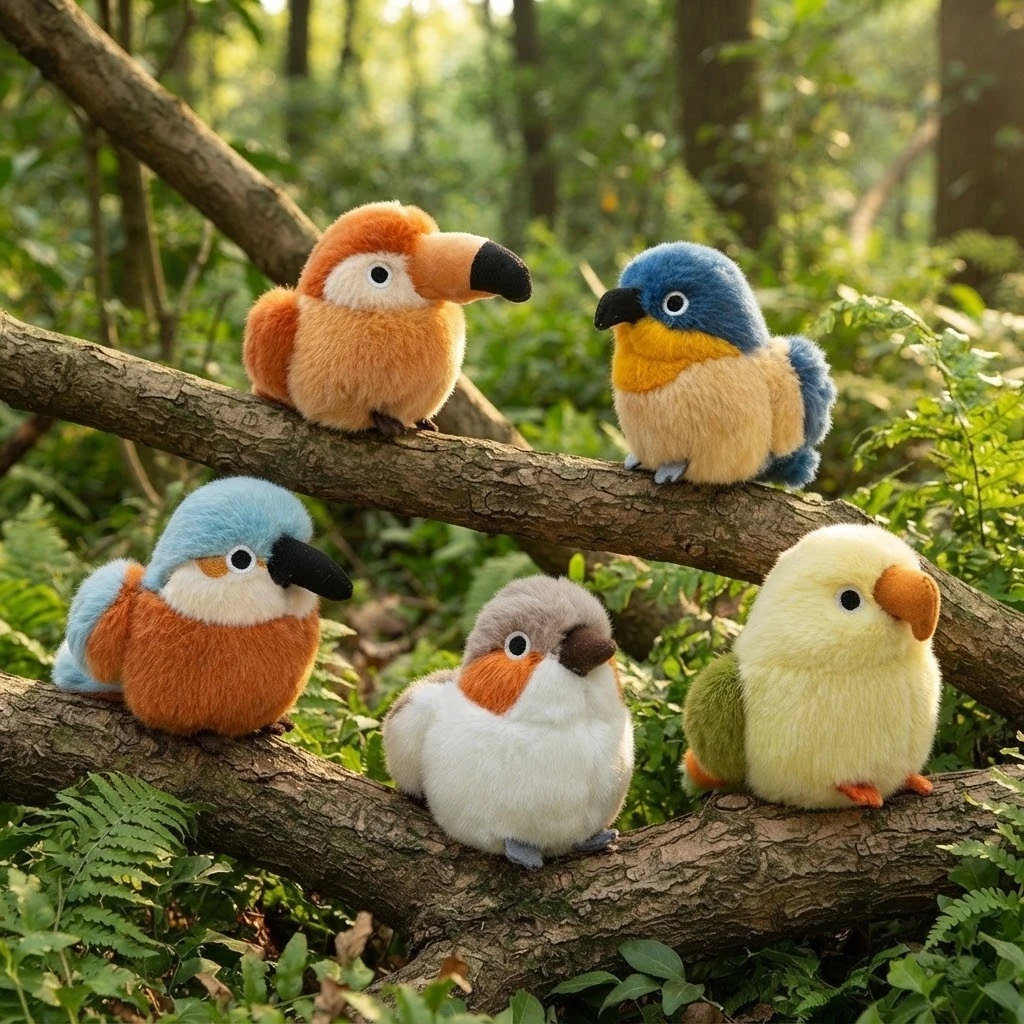 11cm Miniature Lifelike Parrot Tit Bird Plush Doll Cartoon Animal Stuffed Toy Kawaii Room Decor Xmas Birthday Gifts