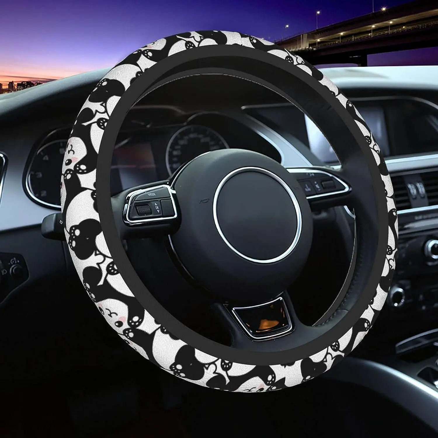 Cute Panda Steering Wheel Cover Universal Cute Car Accessories Stretch-On Anti-Slip Breathable Steering Wheel Protector