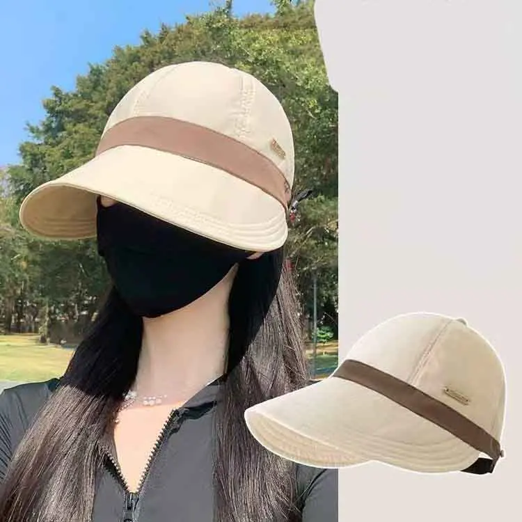 UPF50+ Wide Brim Sun Hat for Women Two Tone Bucket Hat with Mask Holder Quick Dry Large Head UV Protection Cap