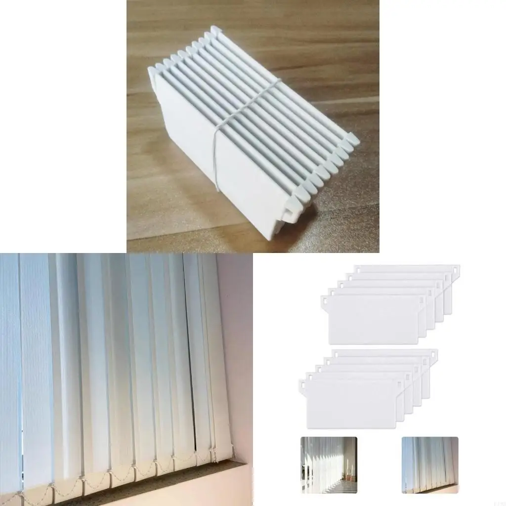 F19B Plastic Base Plate Set of 10 White Vertical Blind Bottom Weight Slats Accessory for Home Bedroom Office Portable Vertical