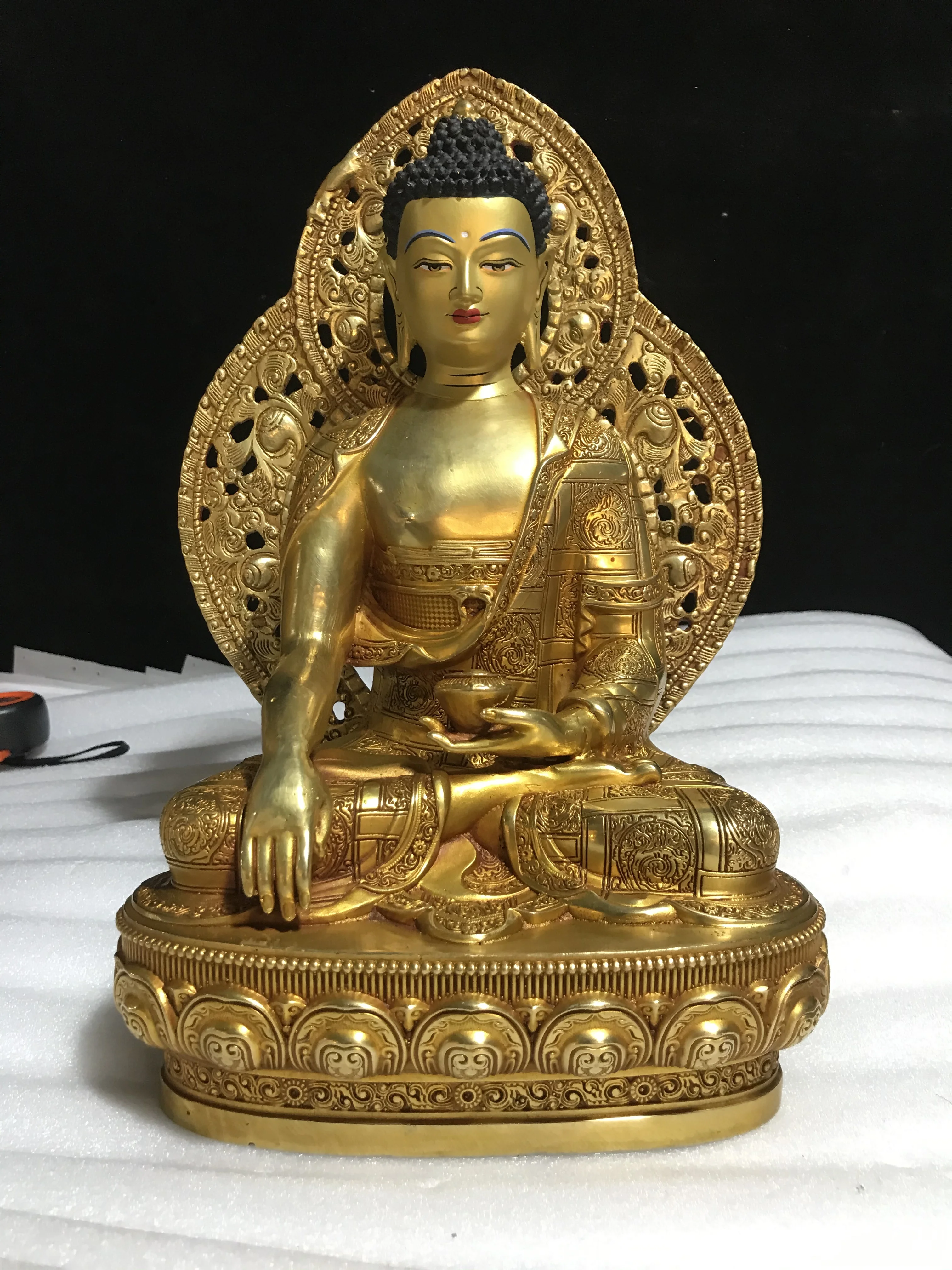 10-inch Tibetan tantric pure copper gilded Buddha statue of Sakyamuni brass 1-foot bronze ornaments