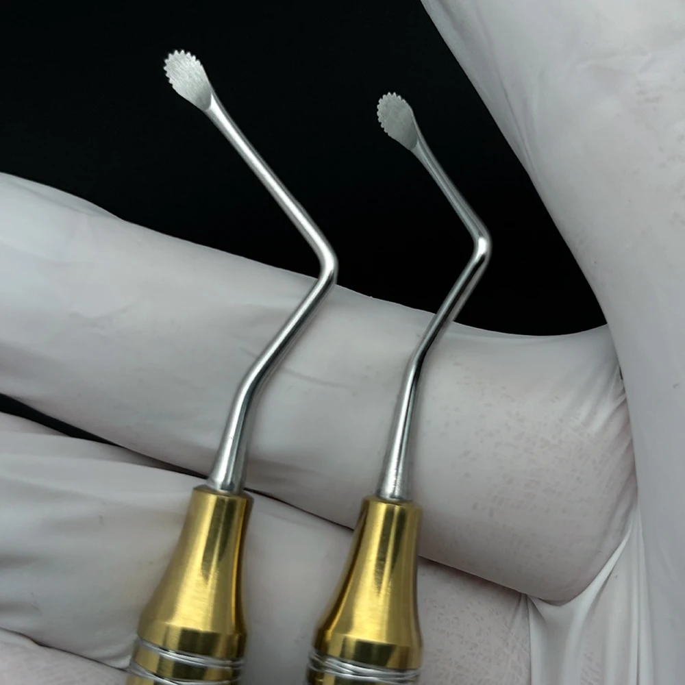 7 Piece Dental Curette Set with Gracey Scalers and Serrated Tips for Periodontal Therapy Implant Maintenance and Root Planing