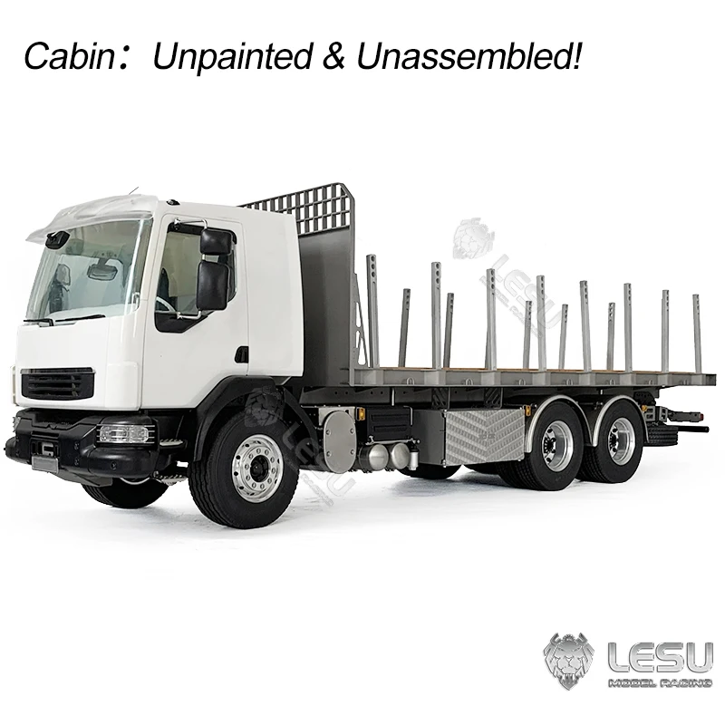 6x4 Metal Chassis LESU 1/14 2Speed RC Flatbed Timber Truck VM FE Remote Control Lorry Vehicle Light Sound Motor Hobby Model Car