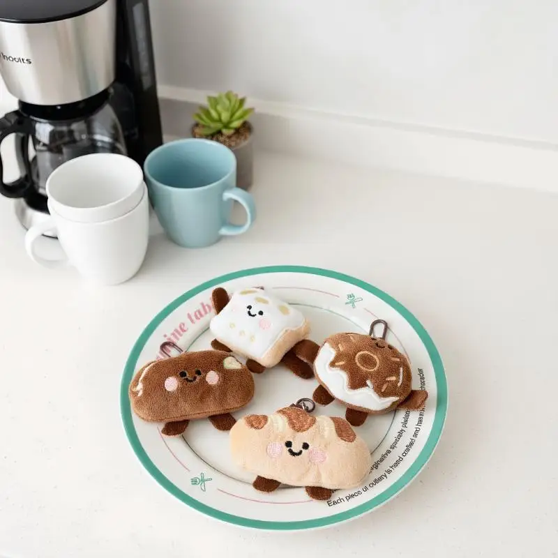 Leuke Cartoon Donut Brood Pluche Decoratie Hanger Sleutelhanger Kawaii Gesimuleerde Voedsel Gevulde Pop Rugzak Hanger Accessoires Geschenken