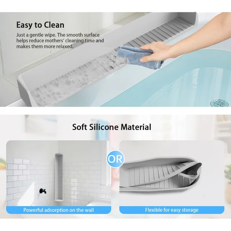 A02M-Storage Caddy Holder Tray With Strong Suction Cup Bathtub For Splash Guard Shelf Area Over Tub, Ledge Guard