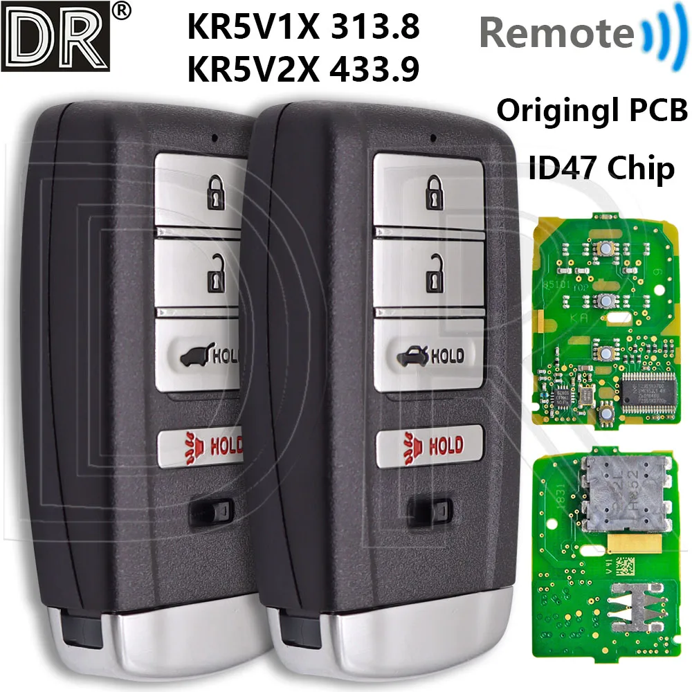 

Great ID47 Chip KR5V1X 313.8MHz KR5V2X 433MHz Original PCB Car Remote Control Smart Key For Acura ILX MDX RDX RLX TLX 2015-2020