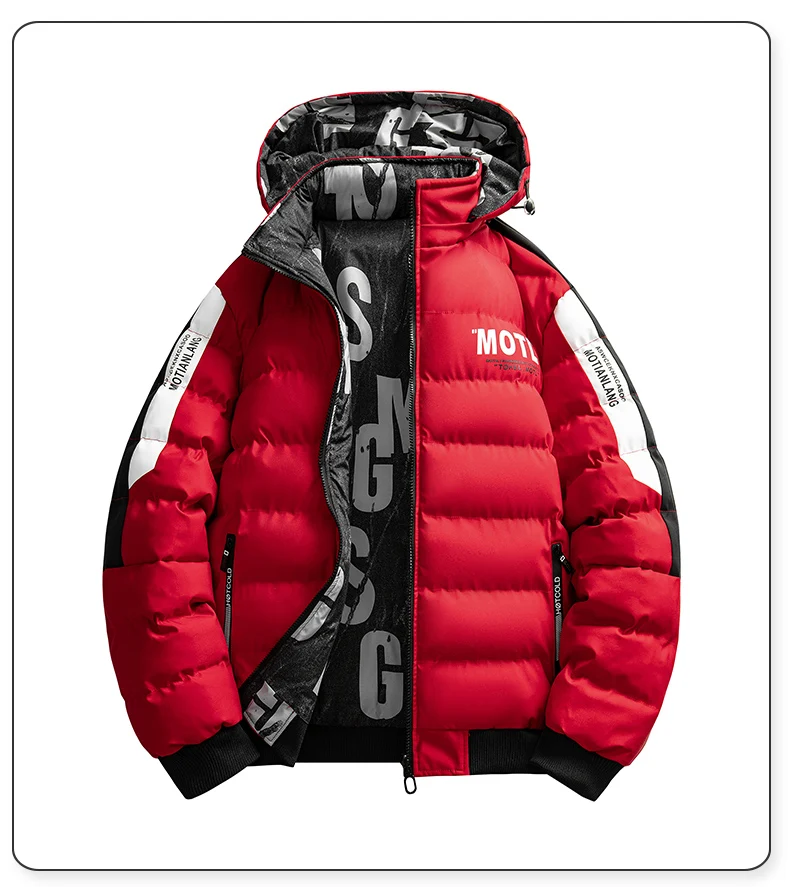 2026 Winter Men's Cotton Jacket letter pattern double-faced Cotton Jacket men Winter Coat Edition Trendy Thick solid color