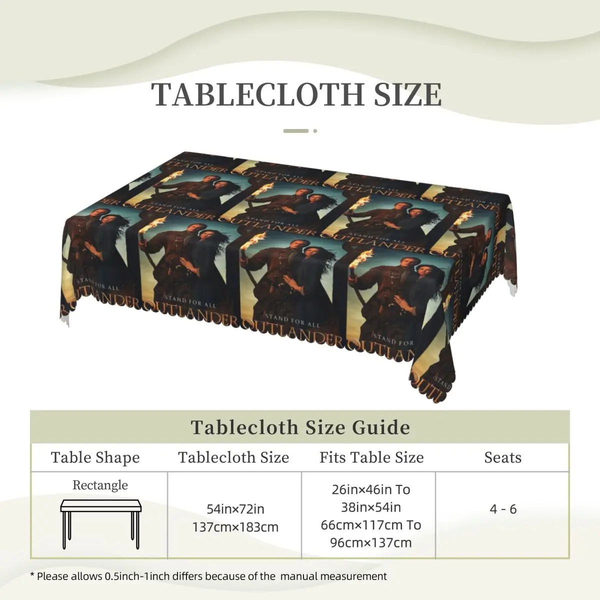 Jamie Fraser Outlander Tablecloth Restaurant Kitchen Rectangular Tablecloth Festival Decorations Tablecloth Dining Table Cover