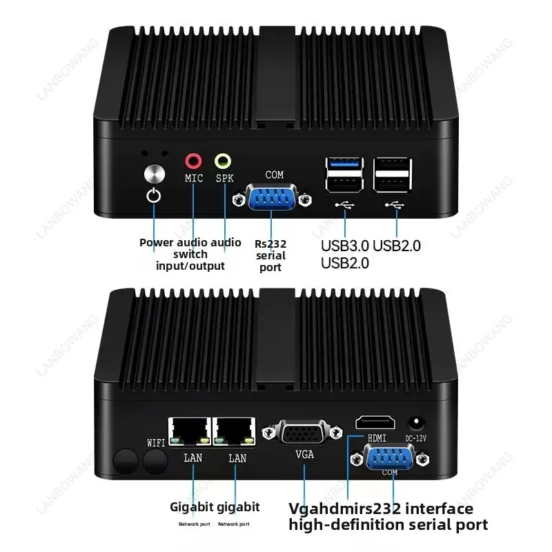 Fanless Mini PC with For Intel Core i7 5500U, For Windows Supported, WiFi & Gigabit Ethernet
