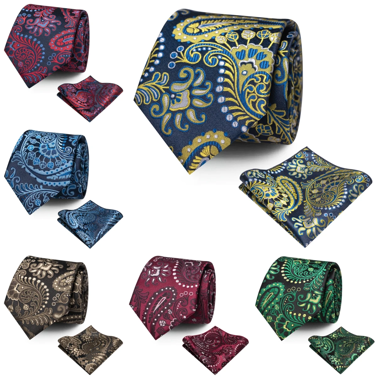 Men's Formal Tie and Pocket Square Two-Piece Set, Classic Pattern Tie, Business Wedding Party Suit Tie Set, Men's Groom Gift