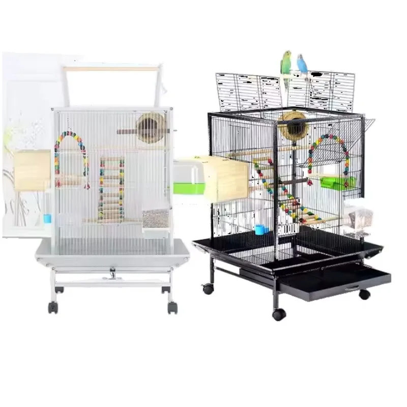 

Solid Pattern Bird Cage One Two Three Storey Customized Iron Construction with Plastic Tray Pallet Box Pet Feeding Packaging