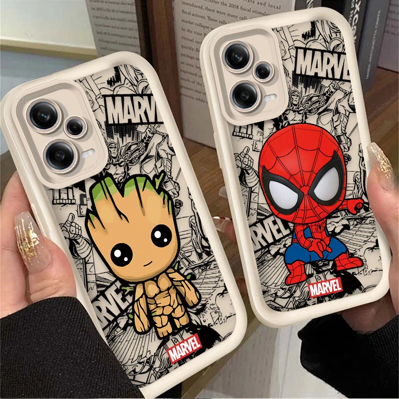 Custodia morbida Marvel Groot Spiderman per Xiaomi Redmi Note 13 14 12 11 Pro Plus 5G 12S 11S 10S 10 9 Redmi 14C 13C 12C 12 4G A3 A3X