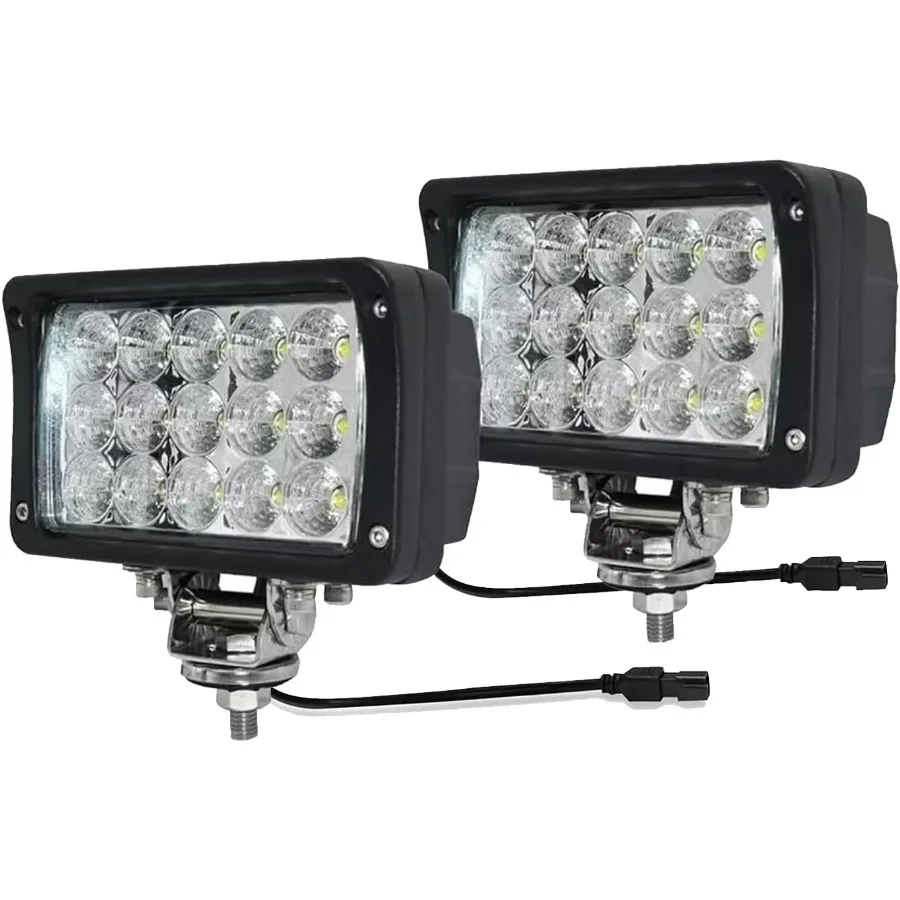 

2PACK 6.3IN Rectangular LED Work Light 12/24V DC 45W 4500LM Brightest LED Flood Light Bar Heavy Duty Offroad Headlight Waterpro