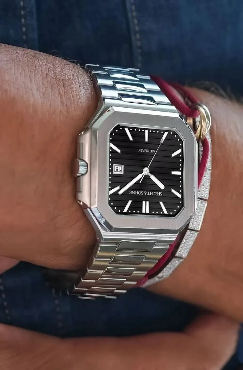 

Роскошные часы высокого качества, автоматические часы Specht & Söhne 41 мм, квадратный кубический 5711, розовое золото, механические часы из нержавеющей стали, подарки