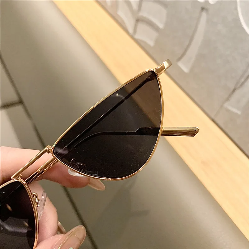 Mode Metall kleine Cat Eye Sonnenbrille Frauen ins beliebte Punk Sonnenbrille weibliche Schattierungen klare Ozean Linse Hip Hop Brillen uv400 – Detail 12