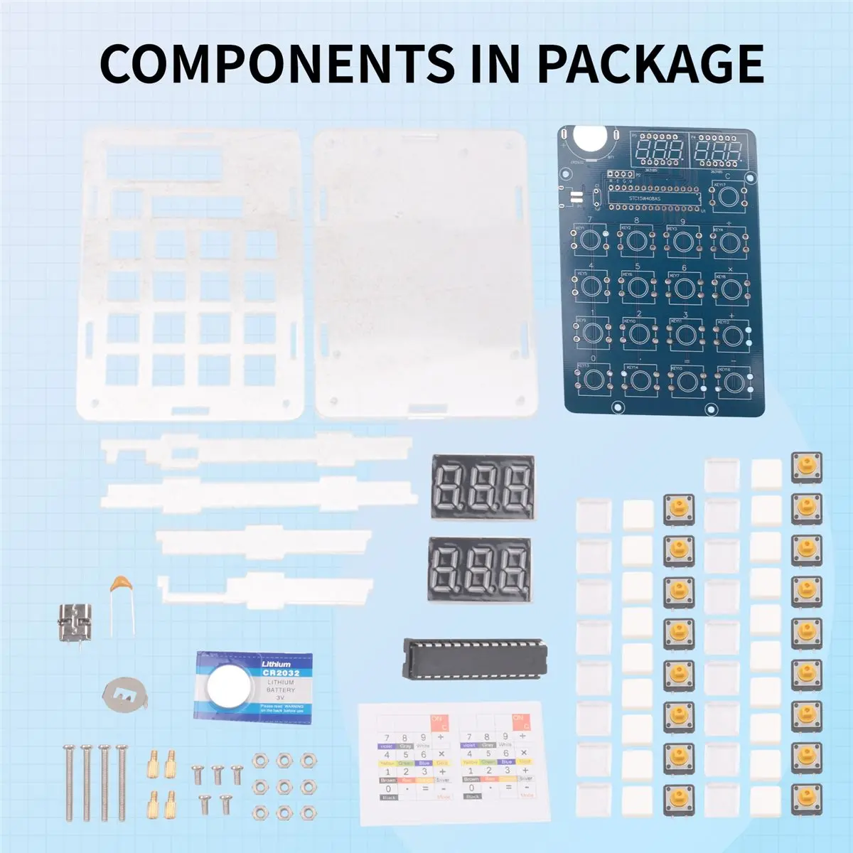 #52G Welding Practice Kit, 6-Digit DIY Calculator Kit Electronics Kit,soldering projects,(Metal)