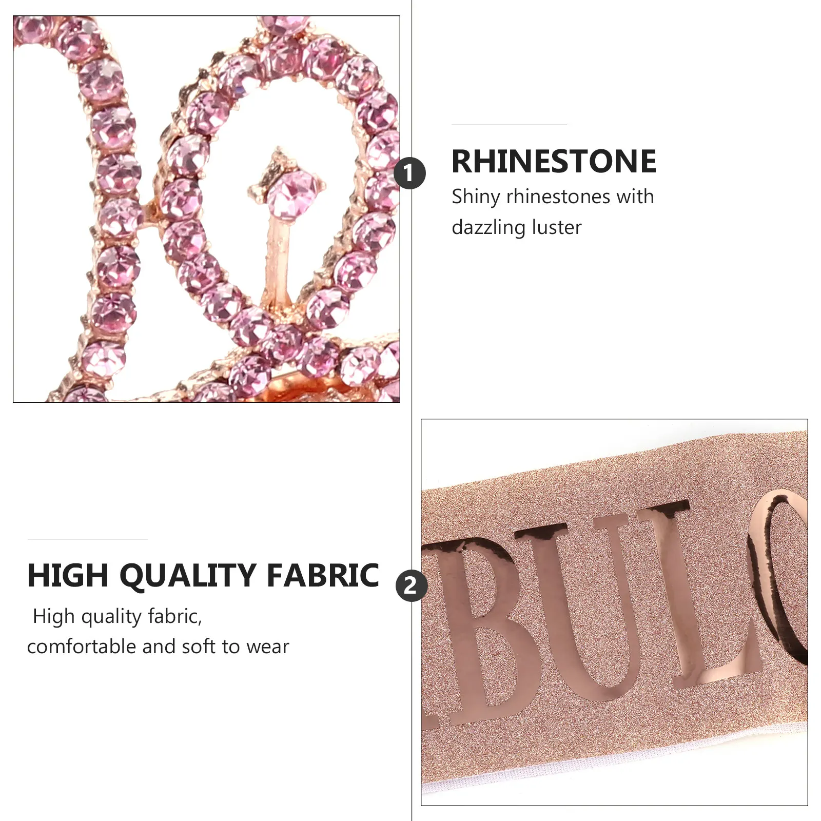 

Crown Ceremonial Belt Birthday Decoration Rose Gold Alloy Fabric Comfortable Hot Stamping Etiquette Tape Beautiful Party