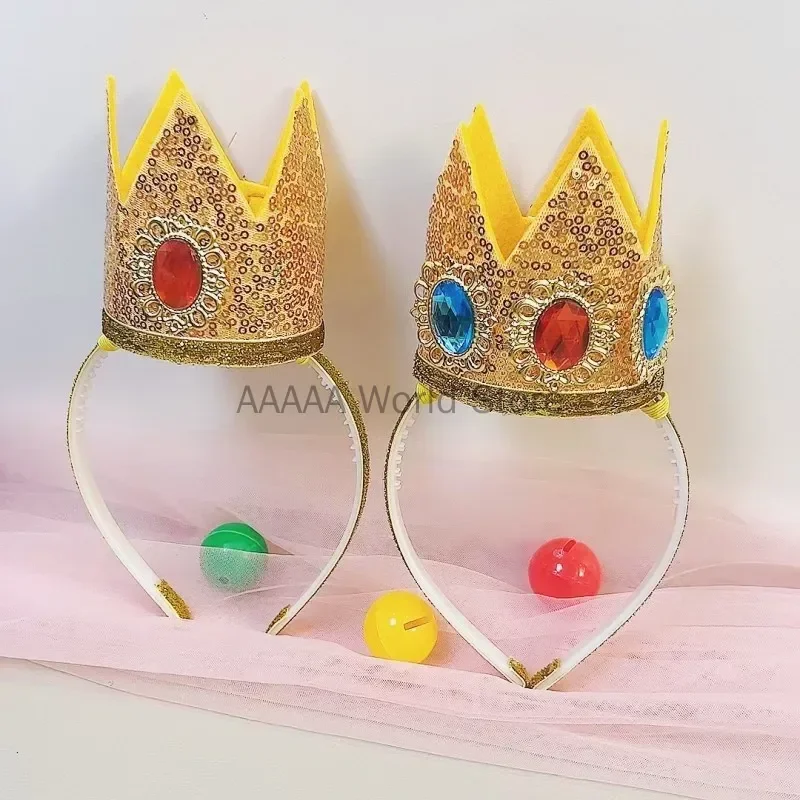 Peach Cosplay Princess Crown Headband Headwear Photography Props Girls Halloween Carnival Party Role Suit Headwear Accessories
