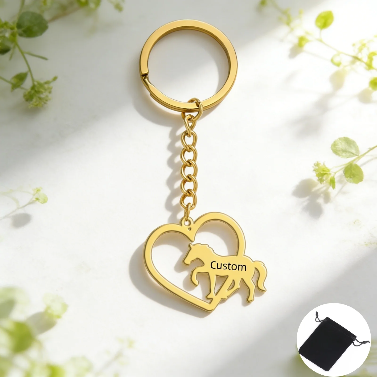 Customized Name Animal Horse Shaped Keychain Stainless Steel Personalized Love Horse Keyring Equestrian Enthusiast Jewelry Gift