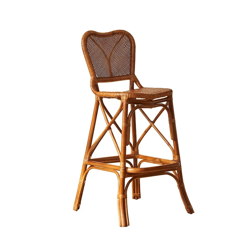 

Retro style hotel back chair rattan seat seat surface dining chair restaurant table and chair combination