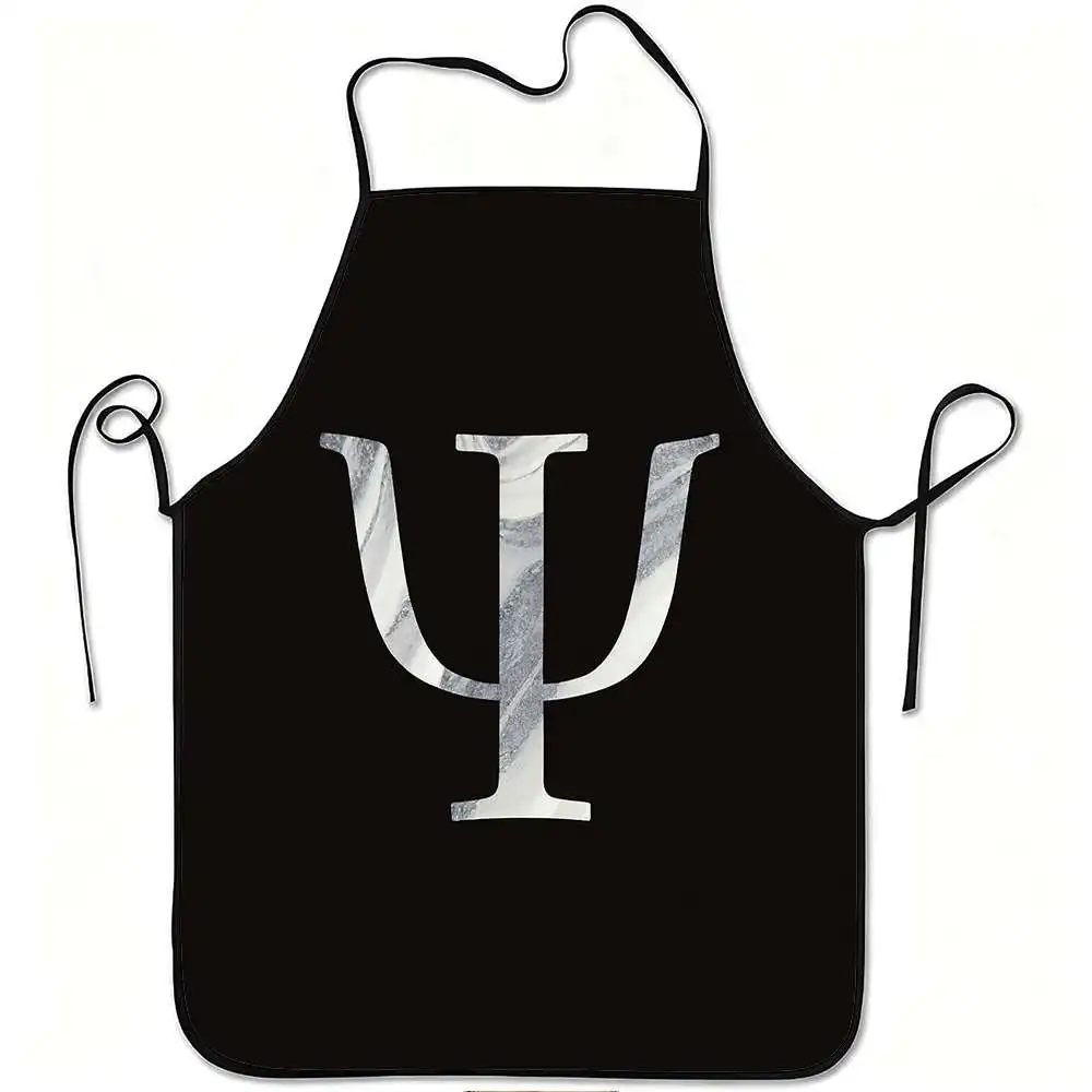 1pc Marble Greek Psi Symbol Print Apron, Durable and Easy to Clean, Adjustable Waistband, Polyester Material, for Kitchen Cookin