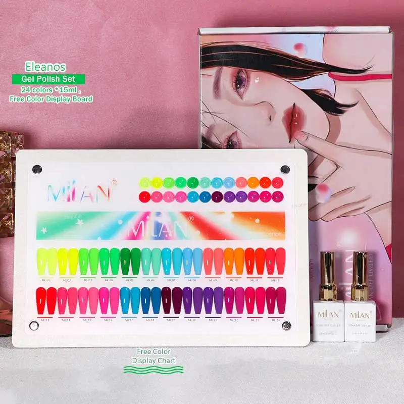 Eleanos 24 Colors Fluorescent Gel Nail Polish Set Vernish Summer Neon Semi Permanent UV Gel  Nail Art Manicure For Nails 15ml