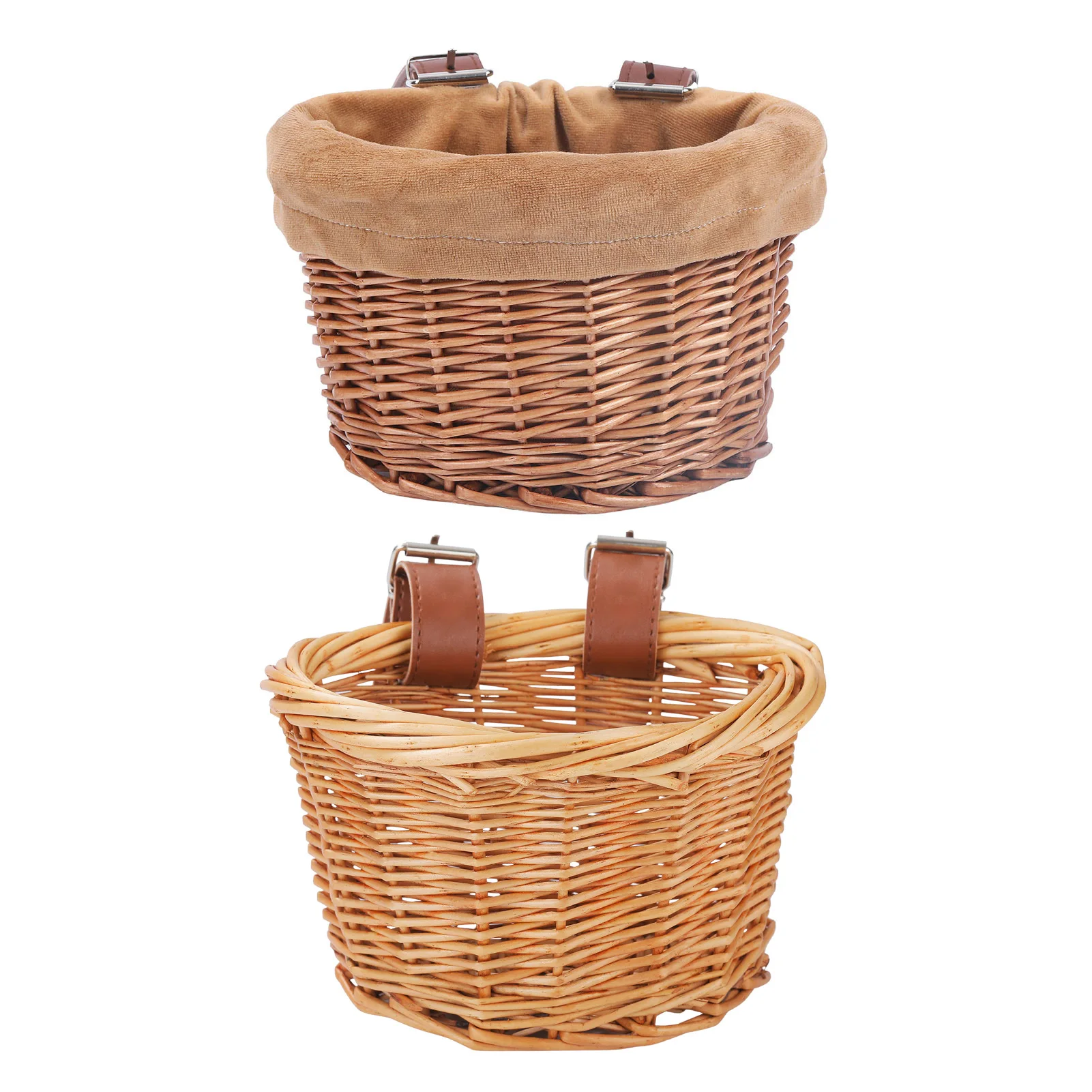 Bicycle Front Wicker Woven Basket for Kids Bike Scooter Handmade Waterproof Durable Storage Basket Detachable Baggage Bags