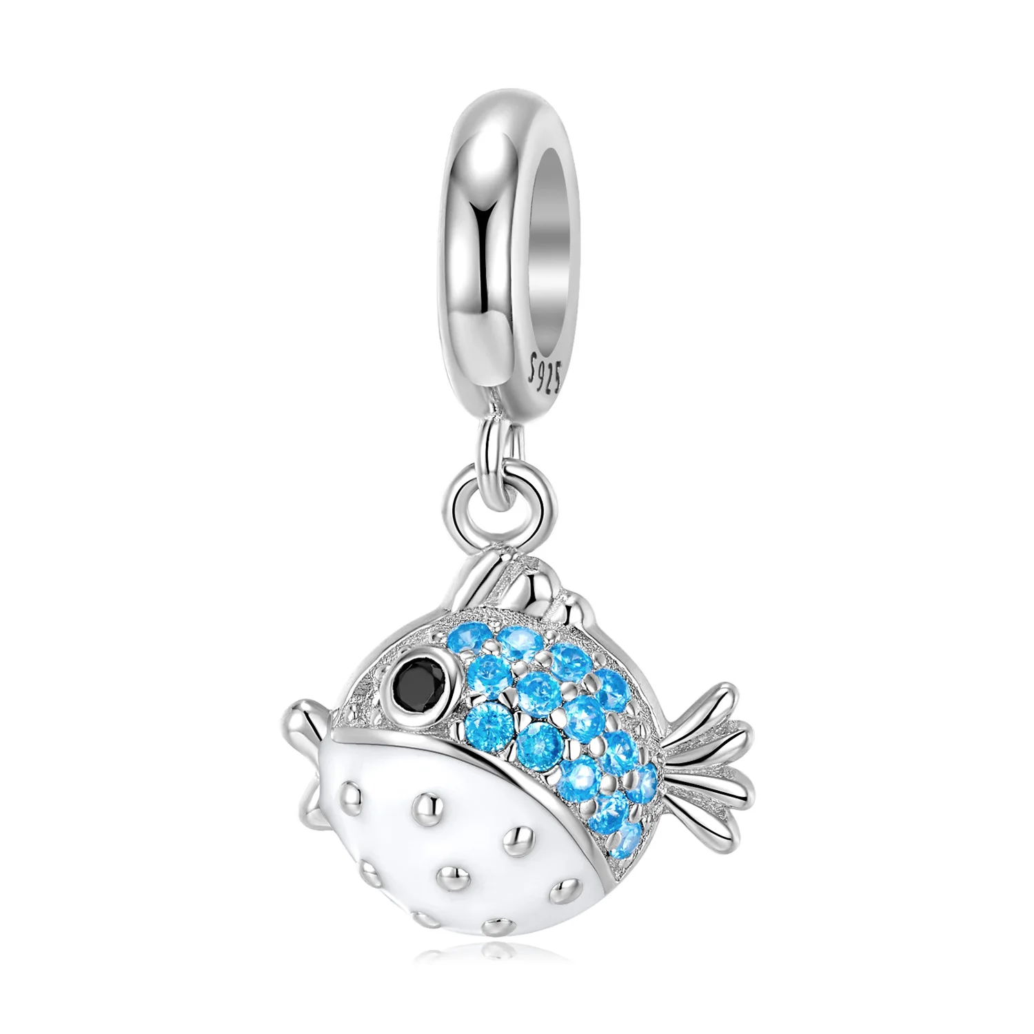 

Cute Dudu Fugu Pendant Pure Silver Blue Bracelet Necklace Beaded Jewelry Accessories