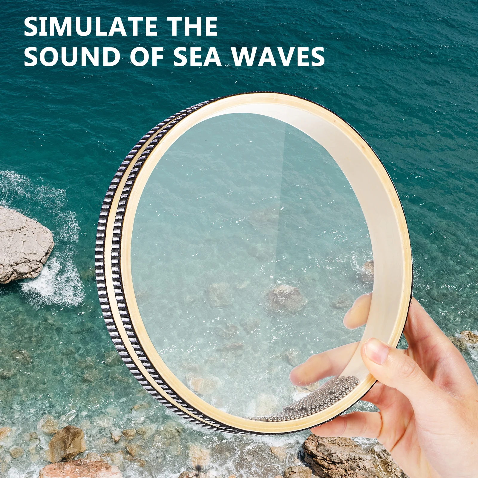 

2Pcs Ocean Drums Wave Sound Healing Instruments Round Tambourines Musical Toys Kids Adults Drum Set Percussion Premium Material