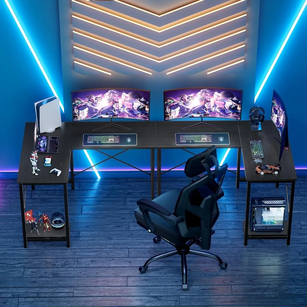 L Shaped Computer Desk, PC Gaming Table, Preto, 50"